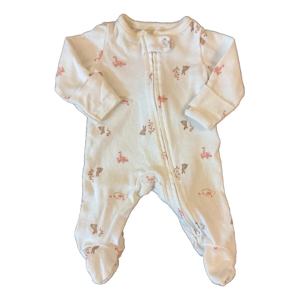 Child of Mine Baby Sleeper Girl Preemie Outfit Clothes Zip Goose‎ Bunny Flowers